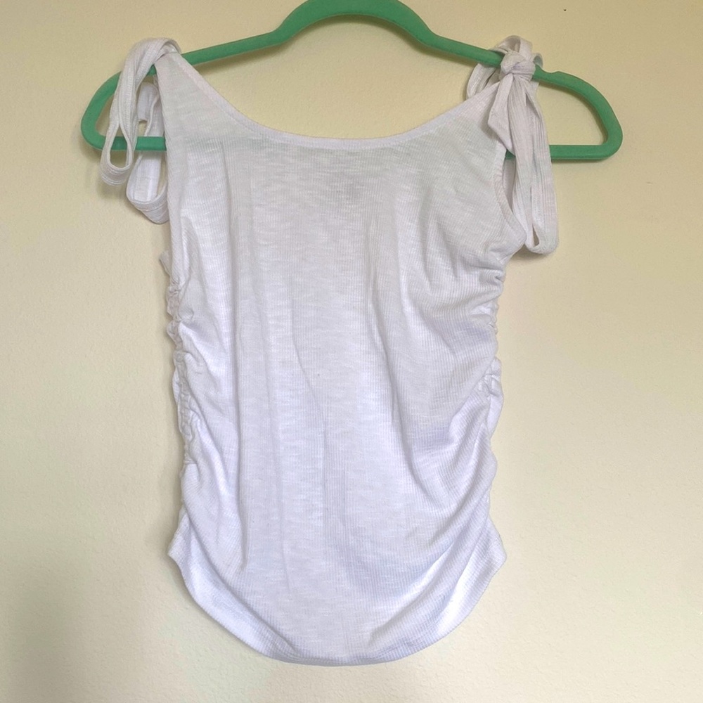 Rouched Tie Shoulder Tank Top